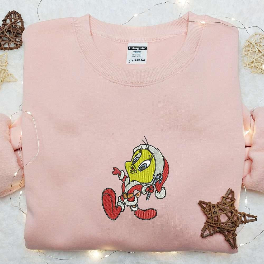 Santa Twitty Bird Embroidered Shirt Disney Characters Embroidered Hoodie Best Christmas Gifts For Family