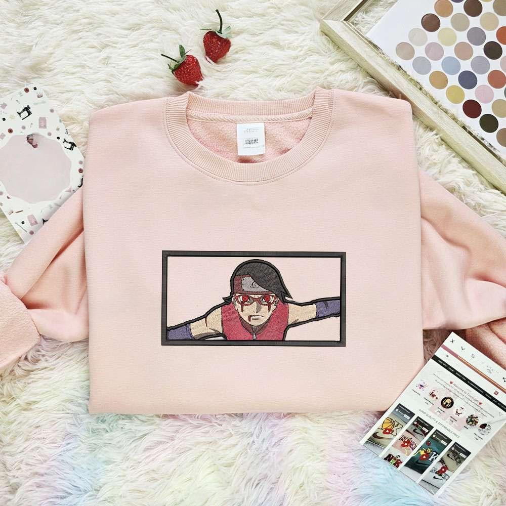 Sarada Uchiha Naruto Anime Embroidered Shirt , Anime Embroidered T-shirt Sweatshirt Hoodie, Inspired Anime Movie, Best Gift for Anime Fans