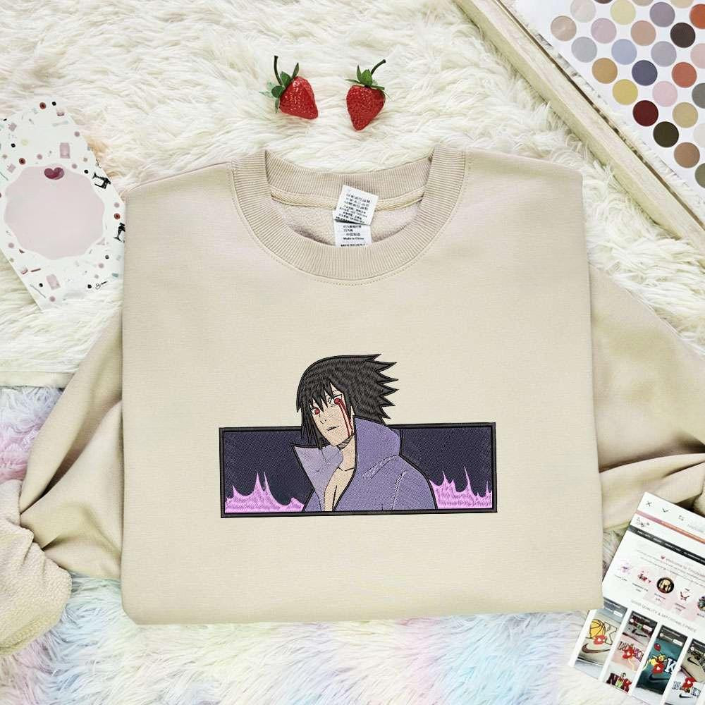 Sasuke Naruto Anime Embroidered Shirt , Anime Embroidered T-shirt Sweatshirt Hoodie, Inspired Anime Movie, Best Gift for Anime Fans