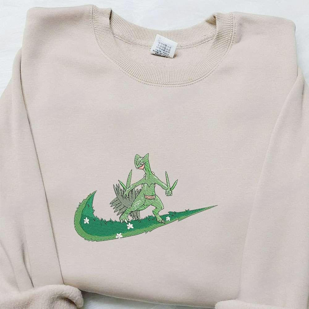 Sceptile Pokemon Anime Embroidered Shirt , Anime Embroidered T-shirt Sweatshirt Hoodie, Inspired Anime Movie, Best Gift for Anime Fans