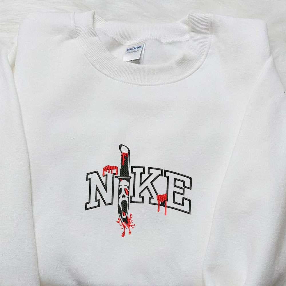Scream Knife x Nike Embroidered Shirt Horror Movie Embroidered Hoodie Halloween Embroidered Sweatshirt