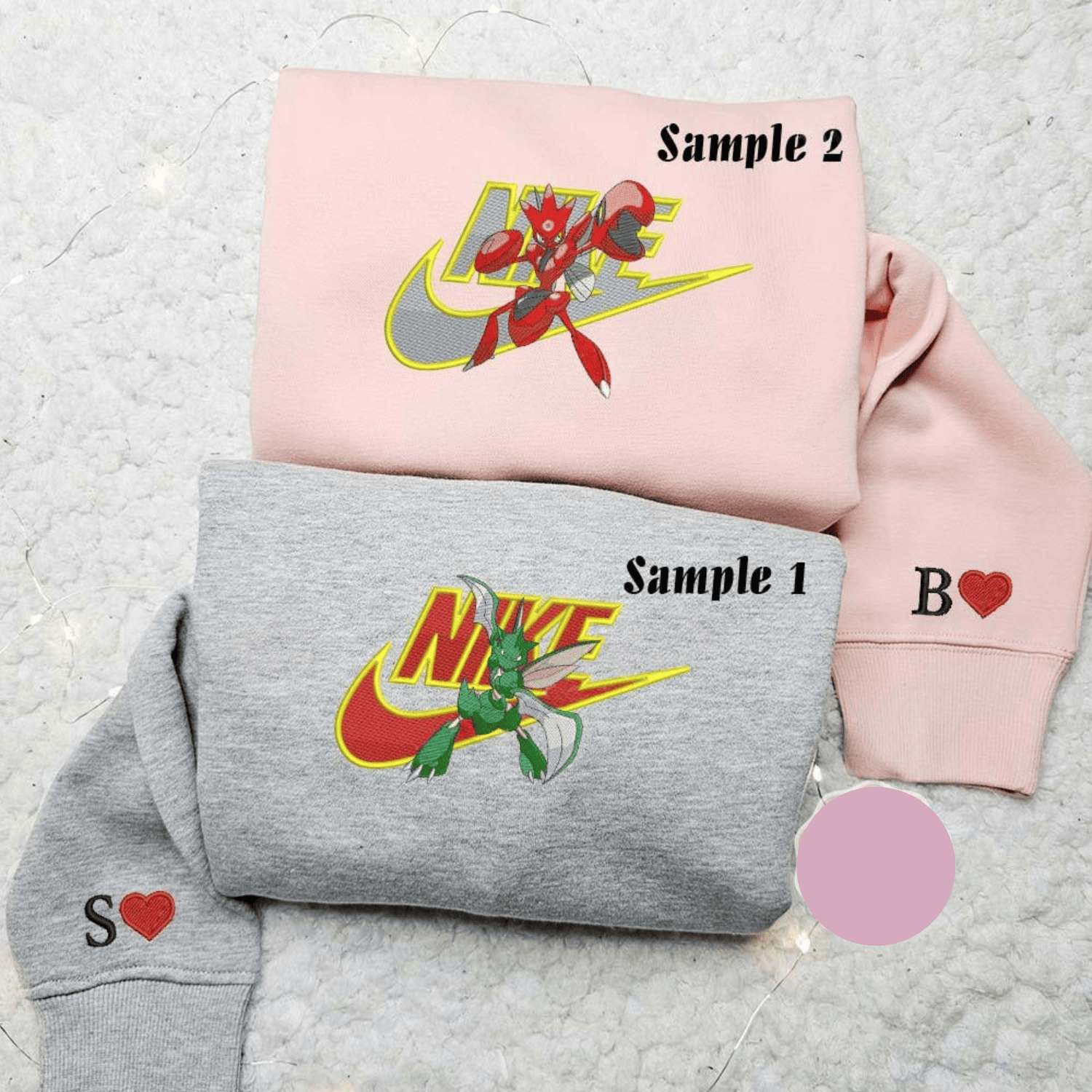 Scyther And Scizor Pokemon Anime Embroidered Couples Shirts, Best Gift for Anime Fans