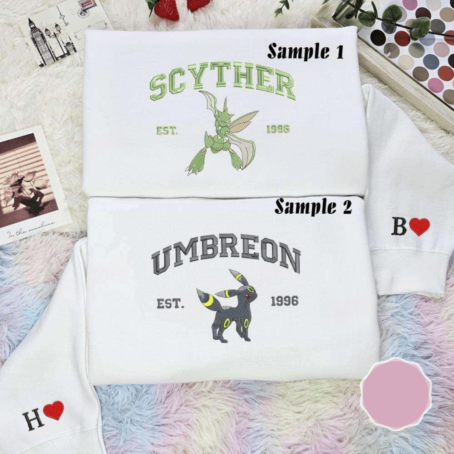 Scyther And Umbreon Est 1996 Pokemon Anime Embroidered Couples Shirts, Best Gift for Anime Fans