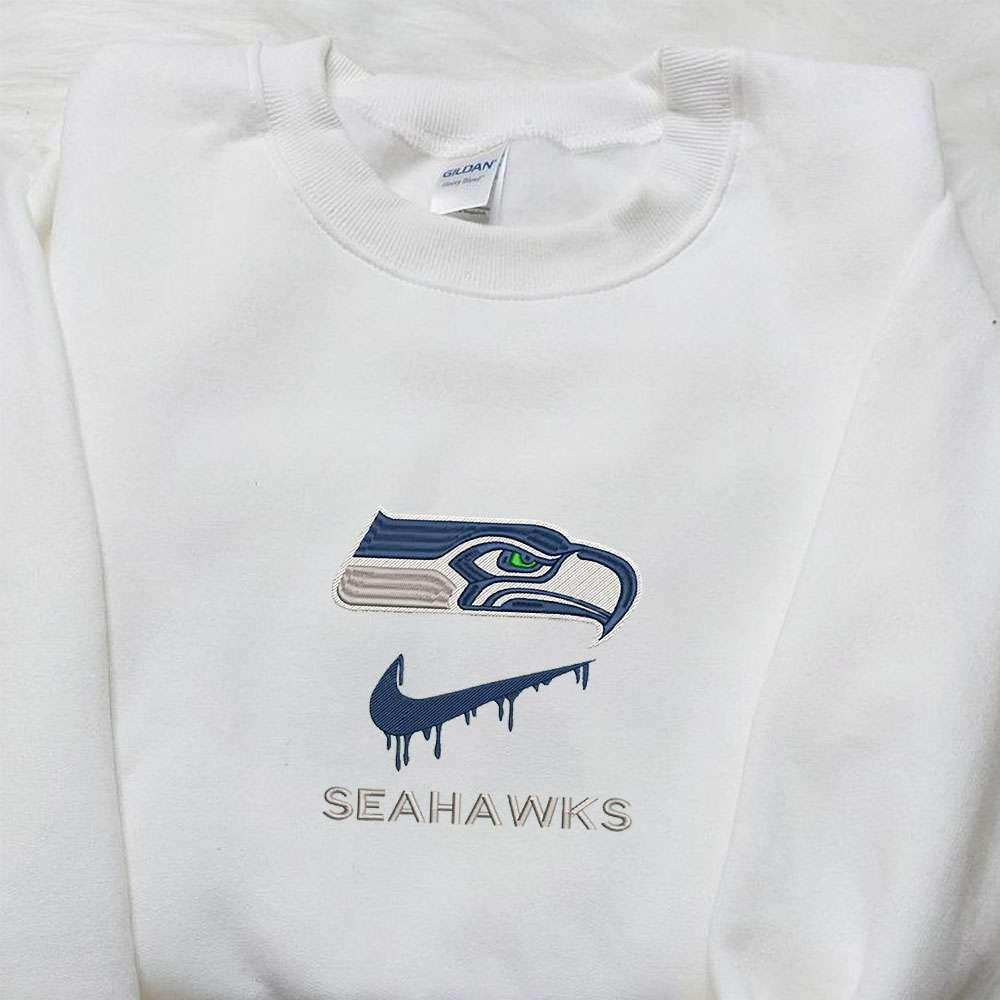 Seattle Seahawks x Nike Drip Embroidered Shirt NFL Sports Embroidered Hoodie Best Fandom Gift Ideas