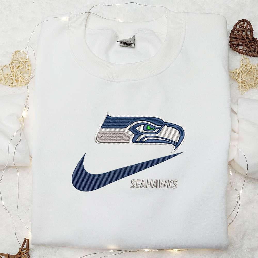 Seattle Seahawks x Nike Swoosh Embroidered Shirt NFL Sports Embroidered Hoodie Best Gift Idea