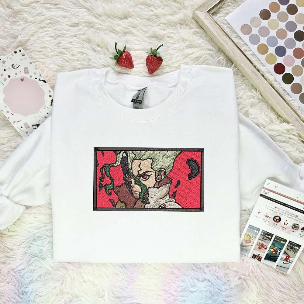 Senku Ishigami Dr Stone Anime Embroidered Shirt , Anime Embroidered T-shirt Sweatshirt Hoodie, Inspired Anime Movie, Best Gift for Anime Fans