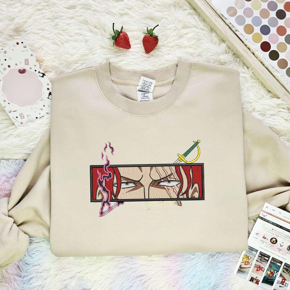 Shanks Eyes One Piece Anime Embroidered Shirt , Anime Embroidered T-shirt Sweatshirt Hoodie, Inspired Anime Movie, Best Gift for Anime Fans
