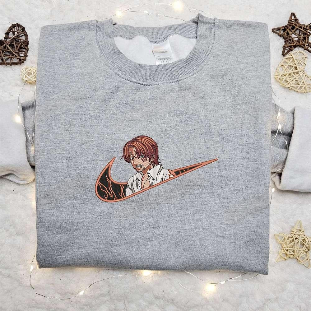 Shanks X Swoosh Anime Embroidered Hoodie One Piece , Anime Embroidered T-shirt Sweatshirt Hoodie, Inspired Anime Movie, Best Gift for Anime Fans