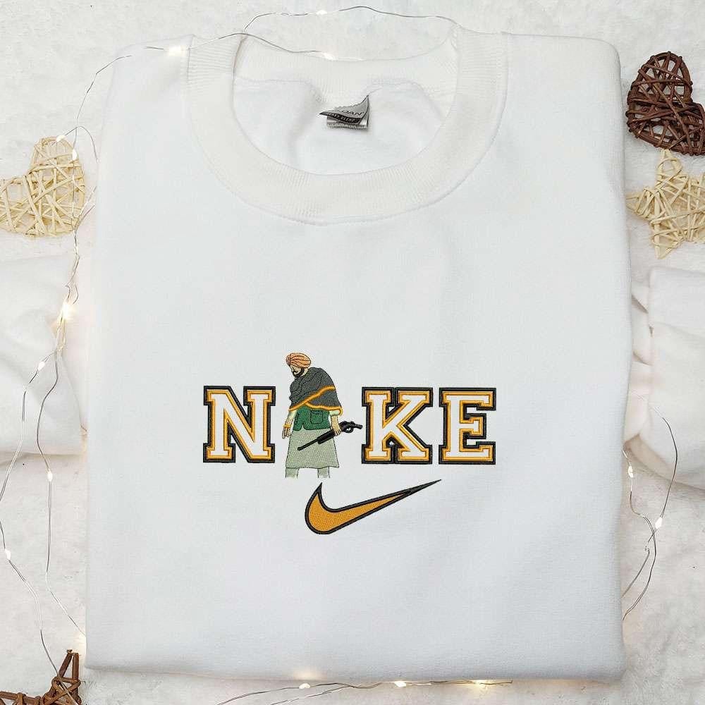 Sidhu Moose Wala x Nike Embroidered Shirt Celebrity Embroidered Hoodie Nike Inspired Embroidered Sweatshirt