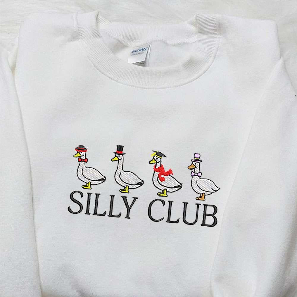 Silly Club Goose Embroidered Shirt Animal Embroidered Shirt Funny Embroidered Shirt