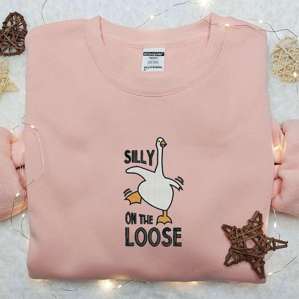 Silly Goose on the Loose University Embroidered Shirt Animal Embroidered Shirt Cute Emb