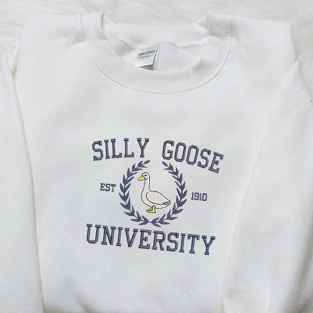 Silly Goose University Est 1910 Embroidered Shirt Animal Embroidered Shirt Best Graduation Gifts