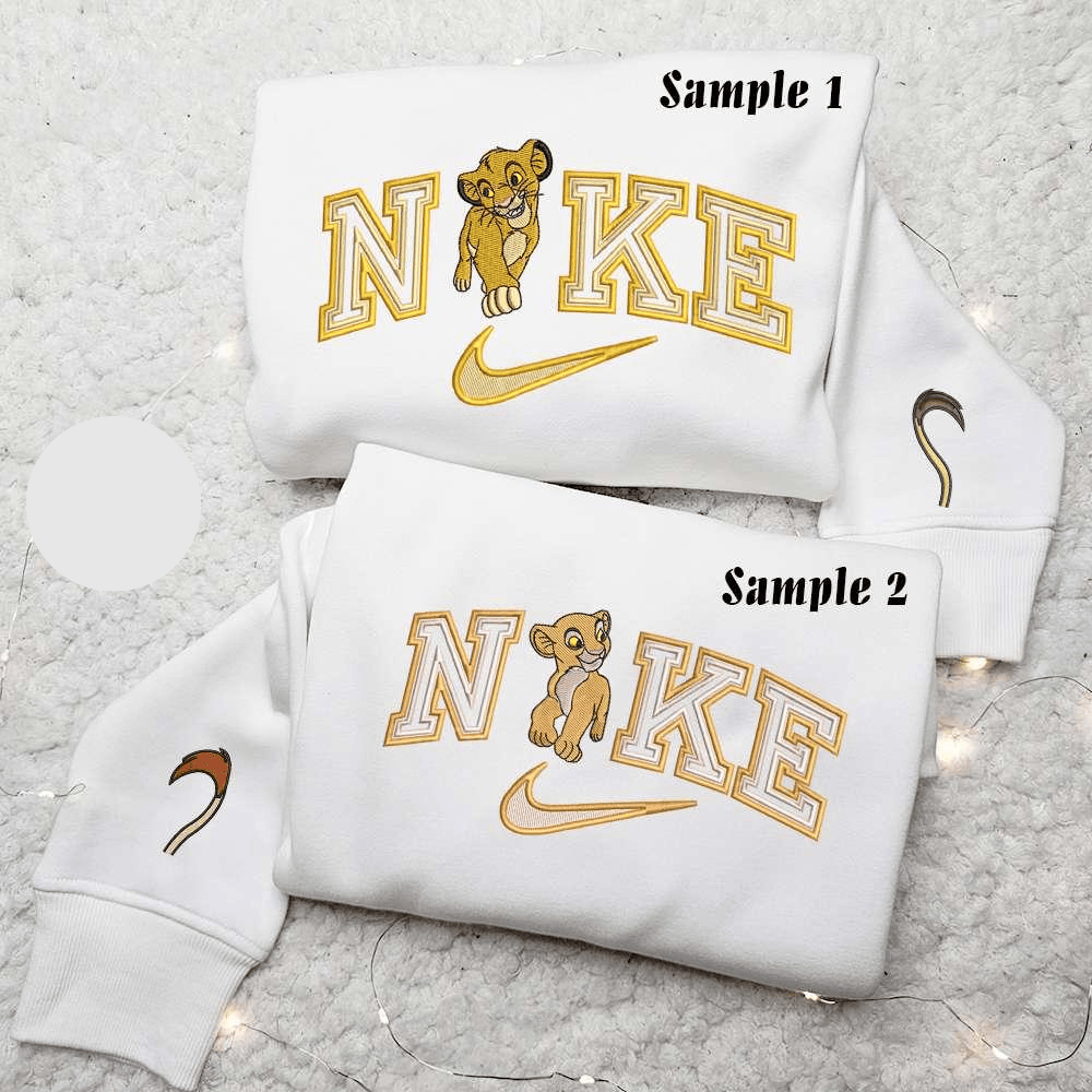 Simba And Nala X Nike Couple Embroidered Shirt Disney The Lion King Embroidered Hoodie Nike Inspired Embroidered Sweatshirt 1