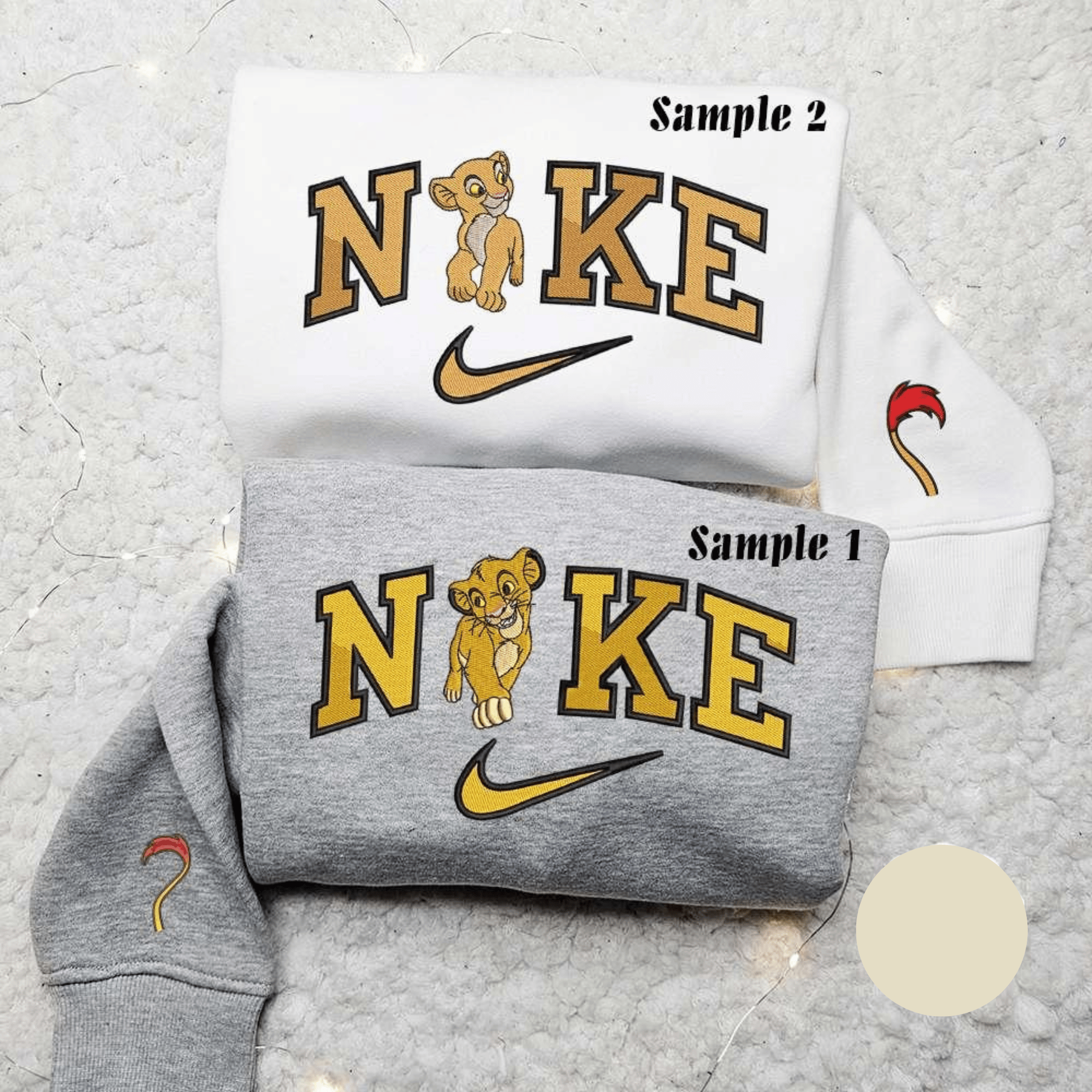 Simba And Nala x Nike Couple Embroidered Shirt Disney The Lion King Embroidered Hoodie Nike Inspired Embroidered Sweatshirt