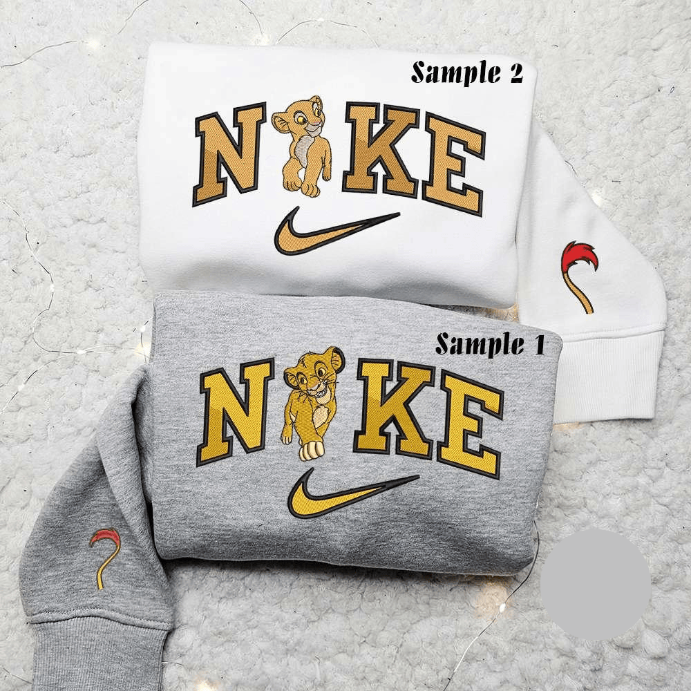 Simba And Nala X Nike Couple Embroidered Shirt Disney The Lion King Embroidered Hoodie Nike Inspired Embroidered Sweatshirt