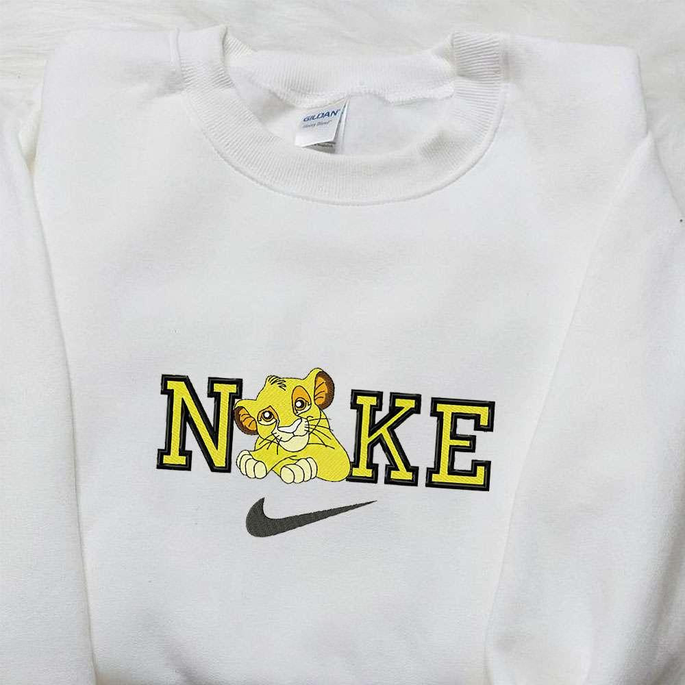 Simba X Nike Cartoon Embroidered Shirt Nike Inspired Embroidered Shirt Best Gift For Family