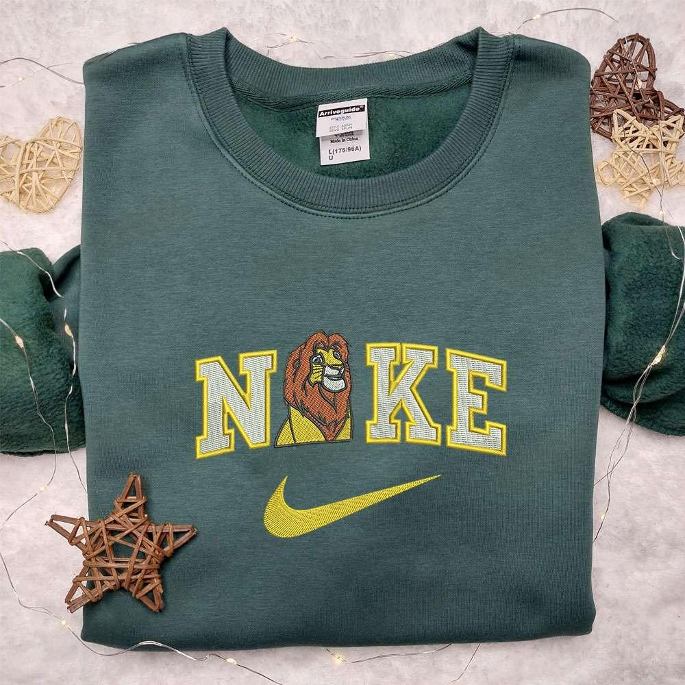 Simba X Nike Embroidered Shirt Disney Lion King Embroidered Hoodie Nike Inspired Embroidered Sweatshirt