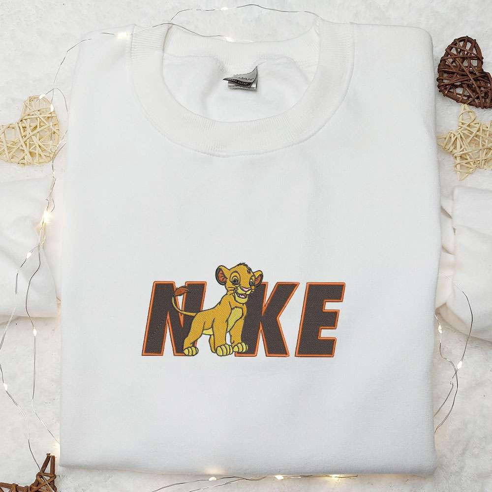 Simba X Nike Embroidered Shirt Disney The Lion King Embroidered Hoodie Nike Inspired Embroidered Sweatshirt