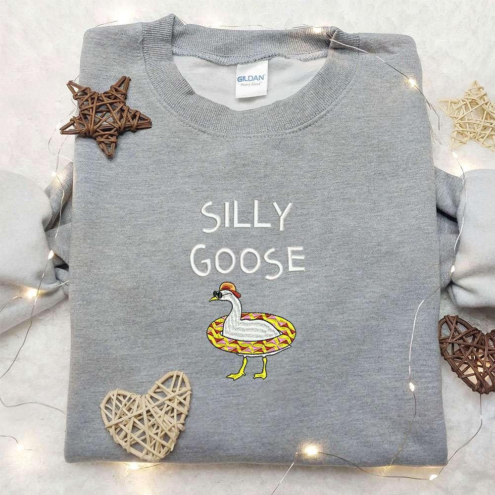 Simming Silly Goose Embroidered Shirt Animal Embroidered Shirt Funny Embroidered Shirt