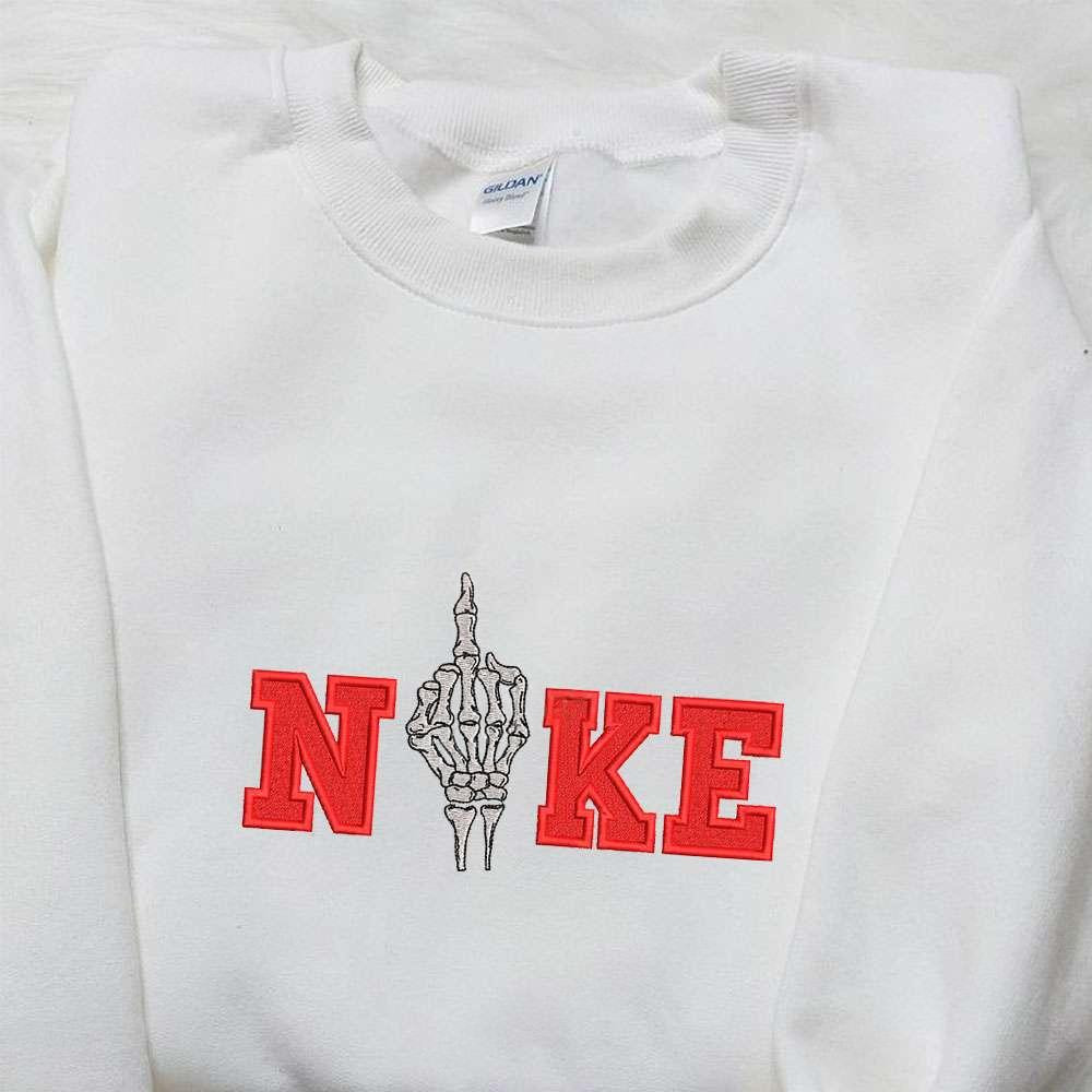 Skeleton Hand x Nike Embroidered Sweatshirt Halloween Embroidered Shirt Nike Inspired Embroidered Shirt