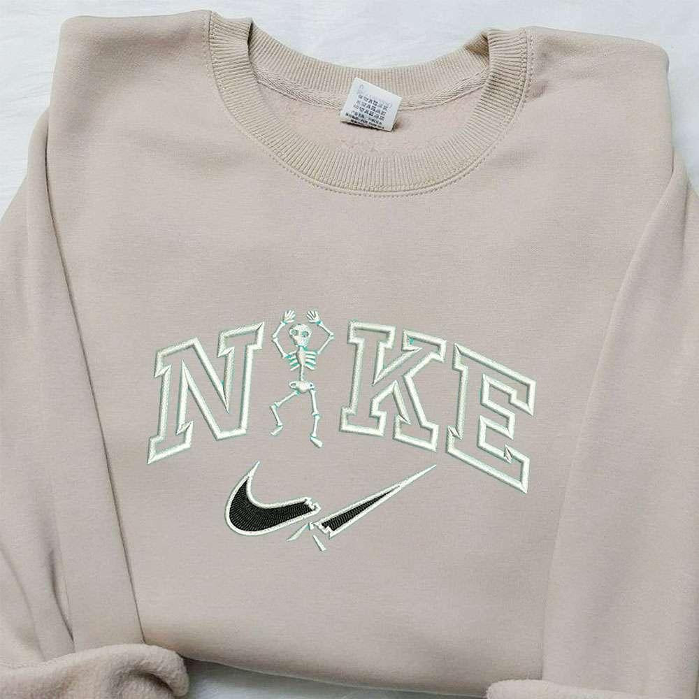 Skeleton x Nike Embroidered Sweatshirt Halloween Embroidered Shirt Nike Inspired Embroidered Shirt