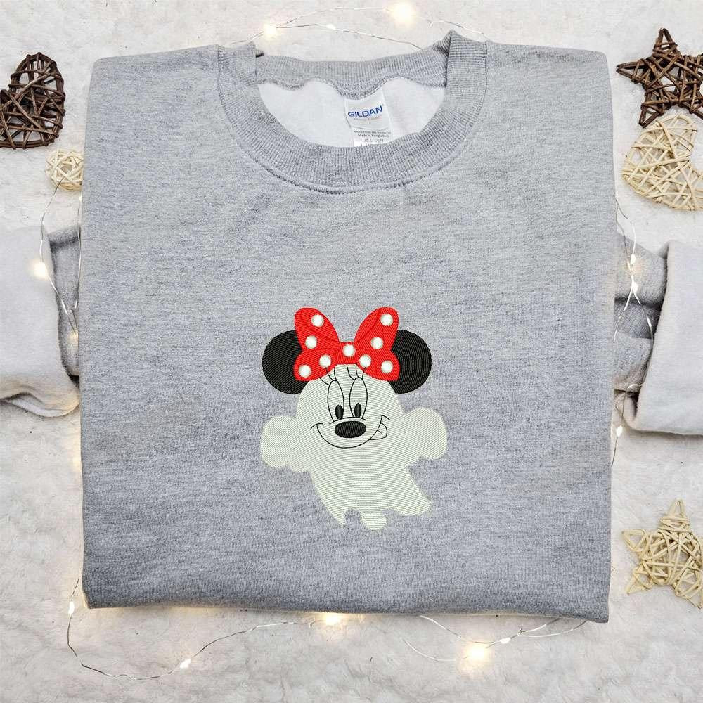 Smiling Boo Minnie Embroidered Shirt Disney Halloween Embroidered Shirt Best Halloween Gift Ideas