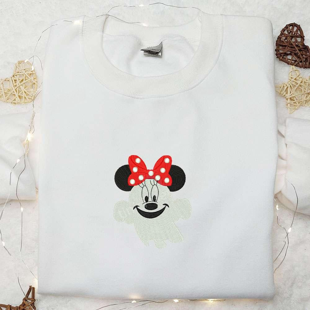 Smiling Boo Minnie Embroidered Shirt Disney Halloween Embroidered Shirt Best Halloween Gifts for Family