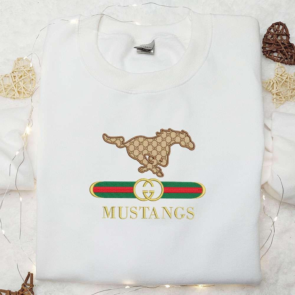SMU Mustangs x Gucci Embroidered Shirt NCAA Sports Embroidered Hoodie Best Gift Idea