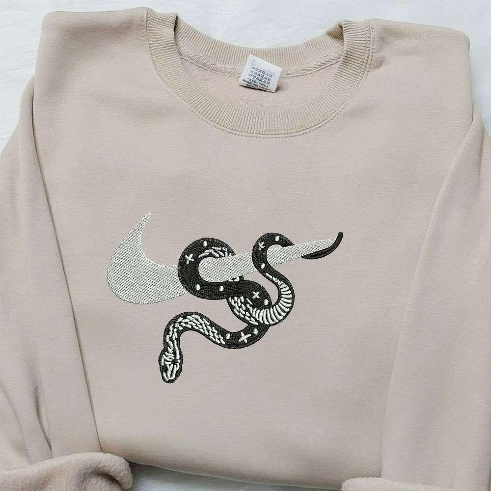 Snake Skeleton x Nike Embroidered Sweatshirt Animal Embroidered Shirt Nike Inspired Embroidered Shirt
