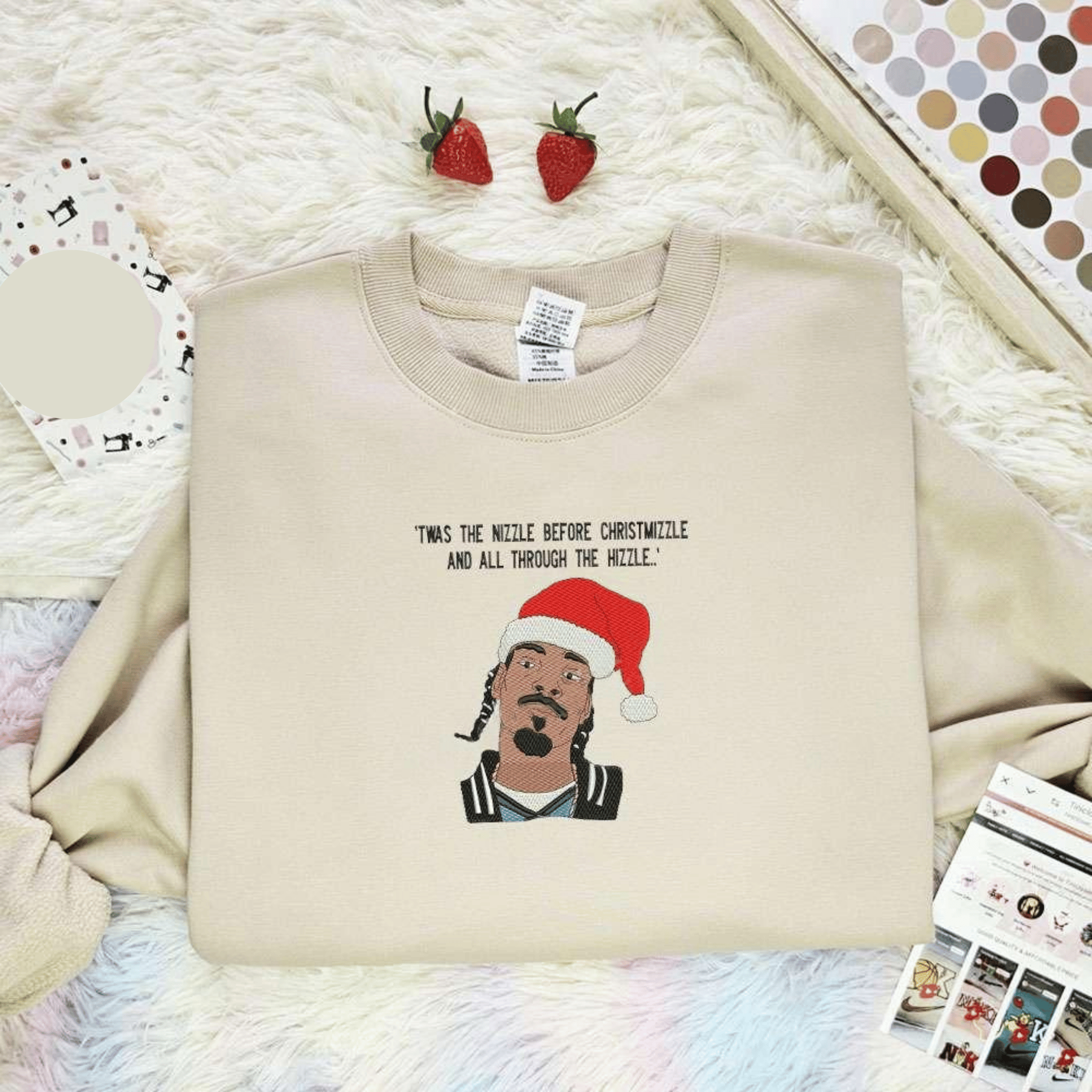 Snoop Dogg With Santa Hat Celebrity Christmas Embroidered Shirt, Best Christmas Gift Ideas For Family