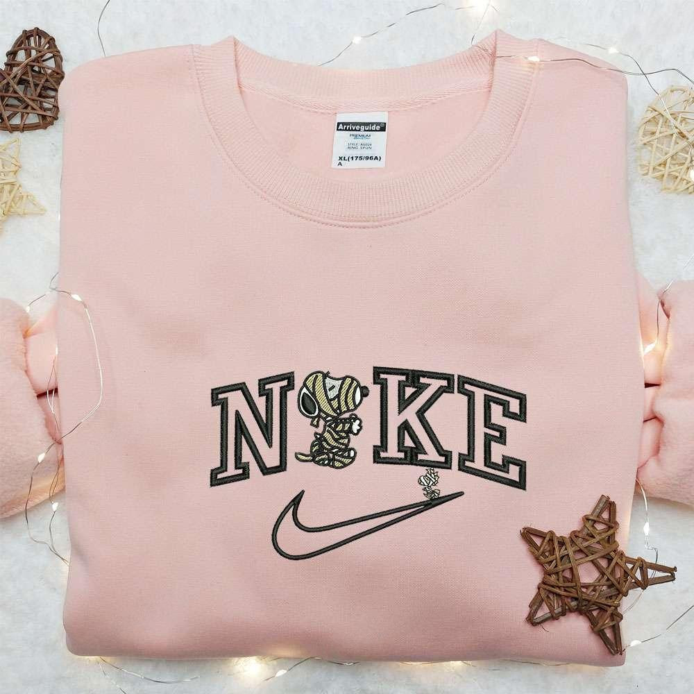 Snoopy and Woodstock Mummy x Nike Embroidered Sweatshirt Peanuts Embroidered Shirt Best Halloween Gift Ideas