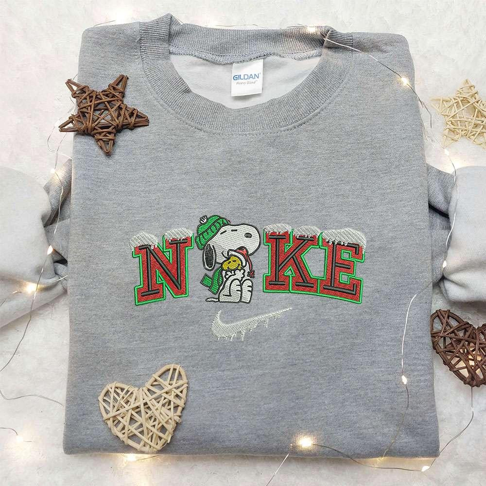 Snoopy and Woodstock x Nike Embroidered Sweatshirt Nike Inspired Embroidered Shirt Best Christmas Gift Ideas