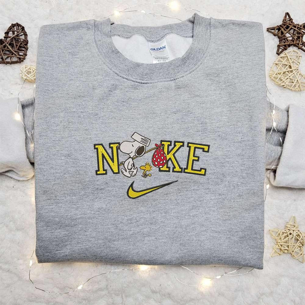 Snoopy and Woodstock x Nike Halloween Embroidered Sweatshirt Horror Movie Halloween Embroidered Shirt Best Halloween Gift Ideas