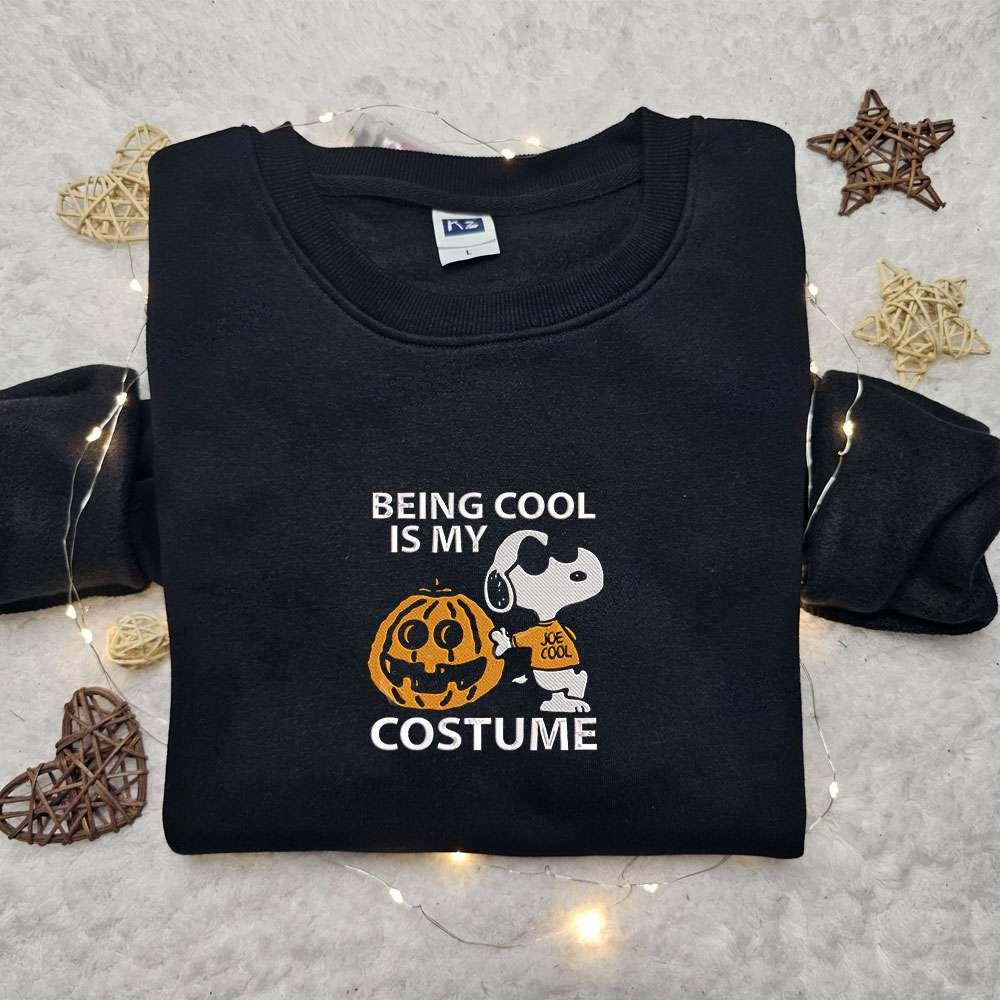 Snoopy Being Cool Is My Costume Embroidered Sweatshirt Disney Cartoon Embroidered Hoodie Halloween Embroidered Shirt