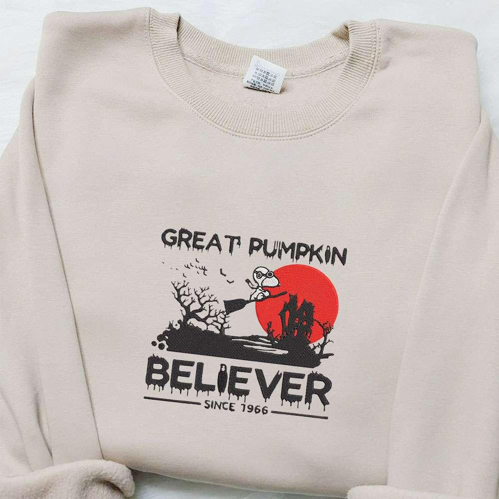 Snoopy Great Pumpkin Believer Since 966 Embroidered Sweatshirt Disney Characters Embroidered Hoodie Best Halloween Gift Ideas
