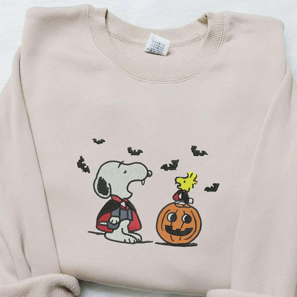 Snoopy Halloween Embroidered Sweatshirt Peanuts Halloween Embroidered T shirt Best Halloween Gift Ideas For Family