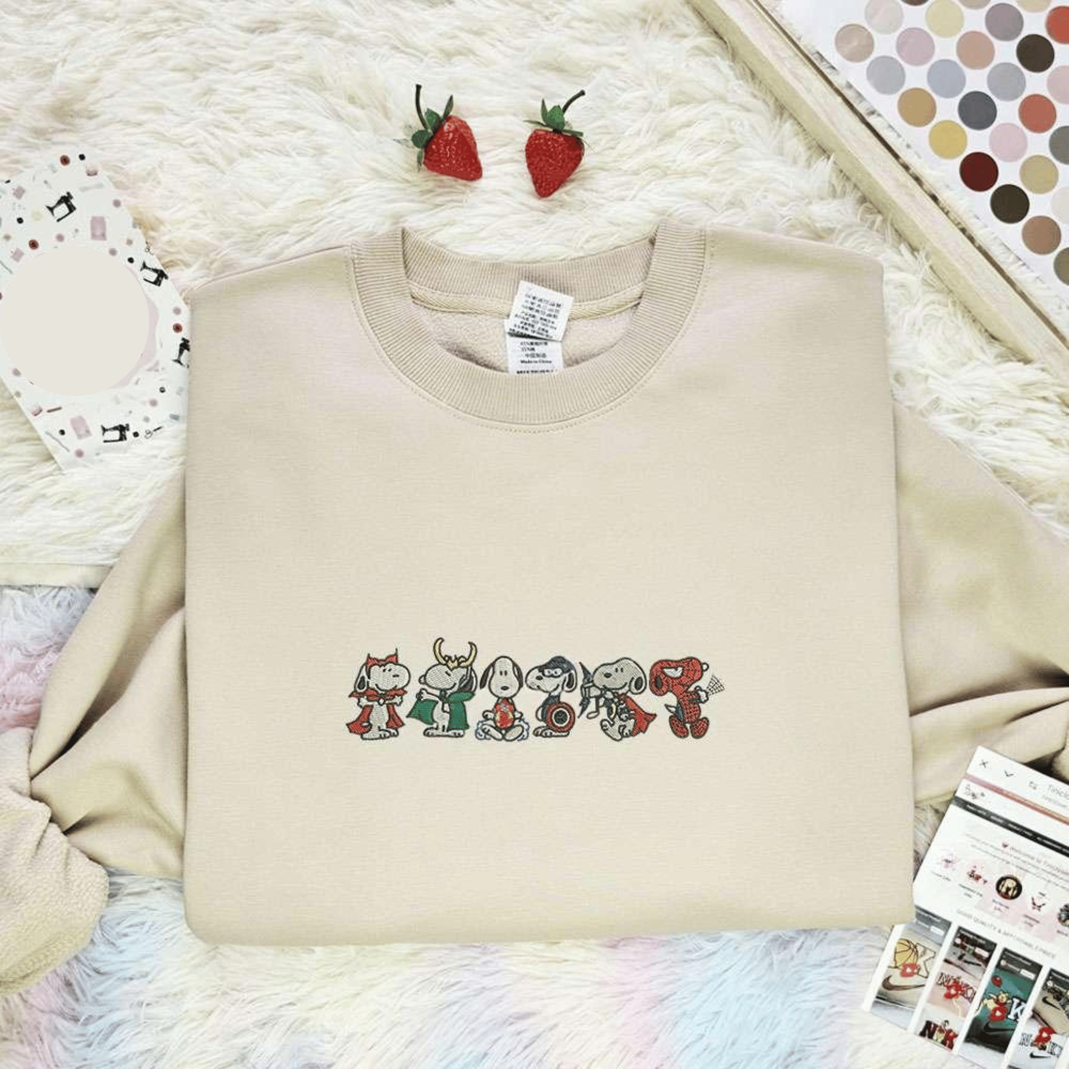 Snoopy Marvel Team Embroidered Shirt Cartoon Embroidered Hoodie, Best Gift For Fans