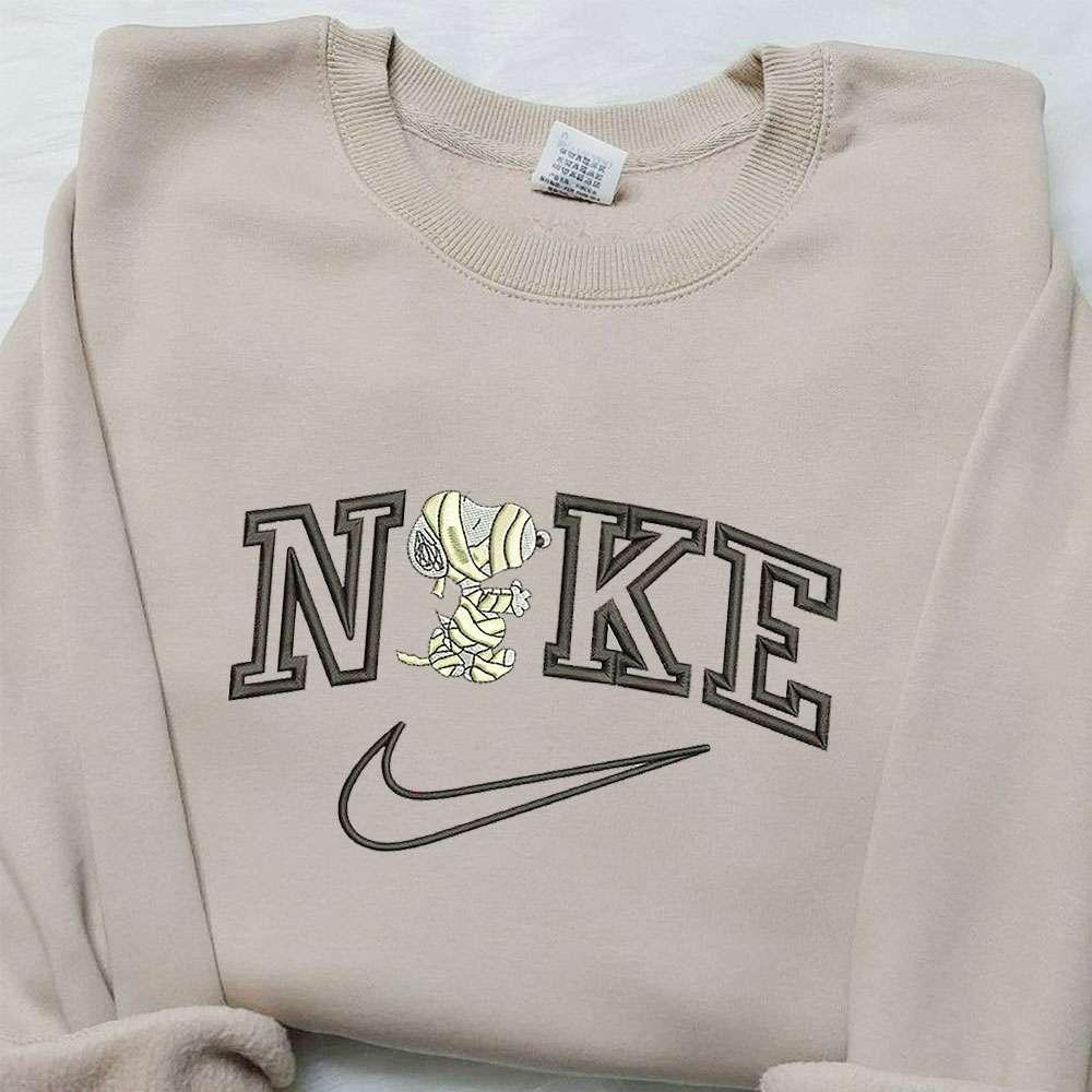 Snoopy Mummy x Nike Embroidered Sweatshirt Halloween Embroidered Shirt Nike Inspired Embroidered Shirt