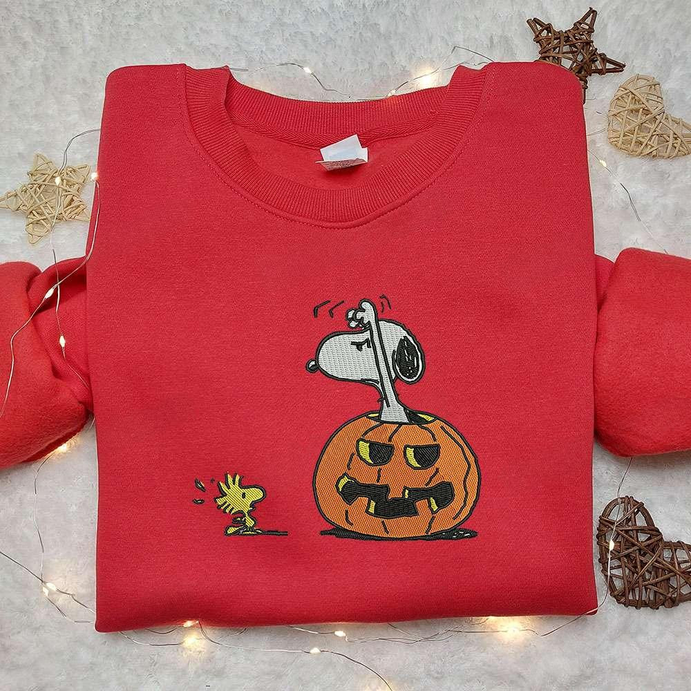 Snoopy Pumpkin Embroidered Hoodie Peanuts Halloween Embroidered T shirt Best Halloween Gift Ideas