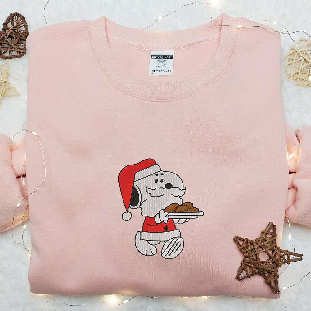 Snoopy Santa With Cookies Embroidered Shirt Christmas Embroidered Hoodie Best Gifts For Family