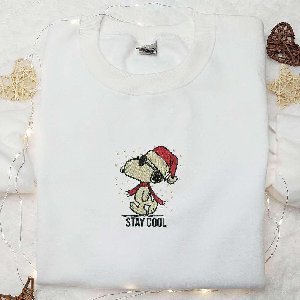 Snoopy Stay Cool Embroidered Shirt Disney Characters Embroidered Hoodie Christmas Embroidered Shirt