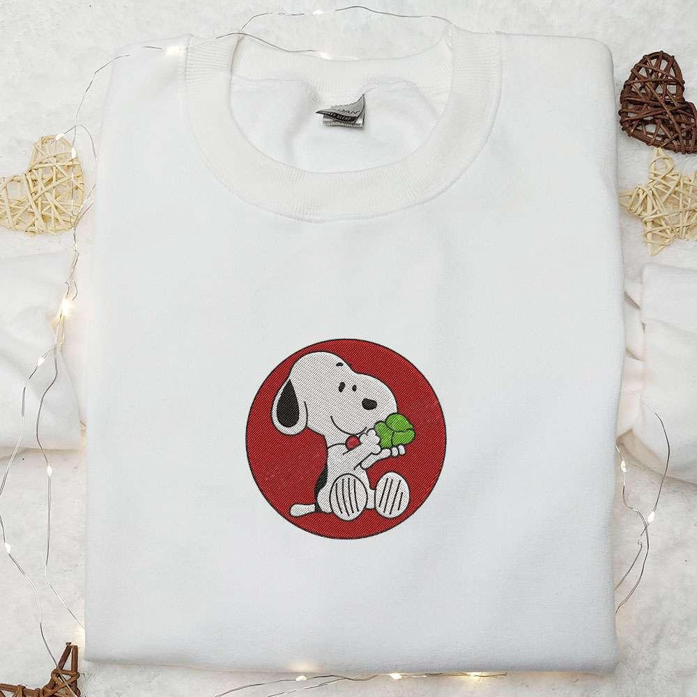 Snoopy With Peas Embroidered Shirt Christmas Embroidered Hoodie Best Gifts For Family