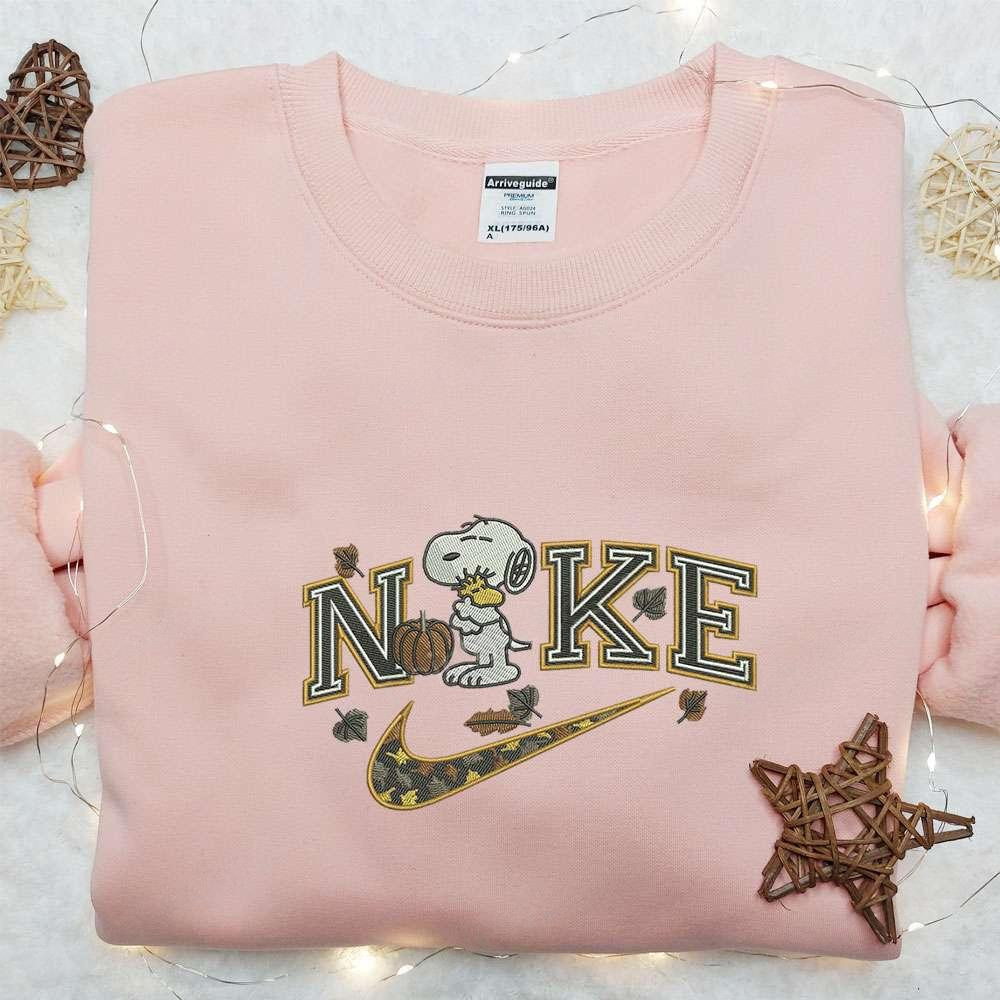 Snoopy Woodstock and Pumpkin Autumn x Nike Embroidered Sweatshirt Peanuts Disney Embroidered Shirt Best Halloween Gift Ideas