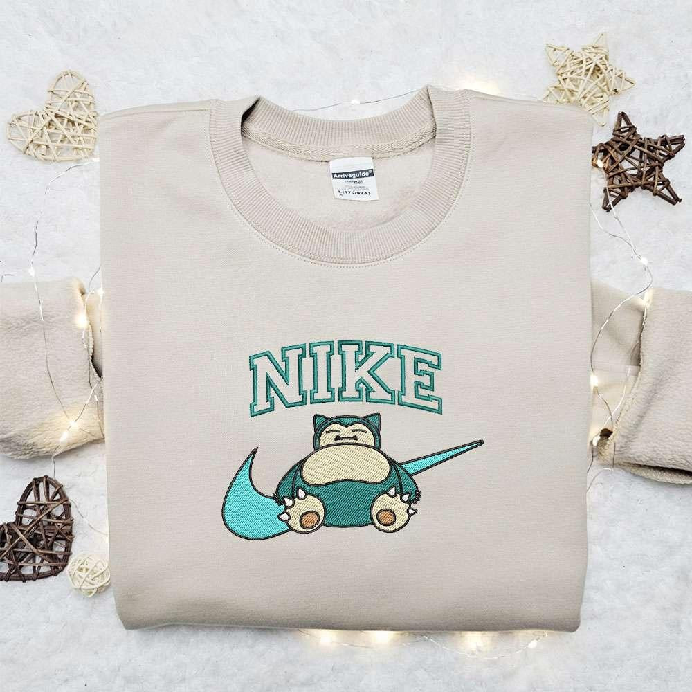 Snorlax Pokemon Anime Embroidered Shirt , Anime Embroidered T-shirt Sweatshirt Hoodie, Inspired Anime Movie, Best Gift for Anime Fans