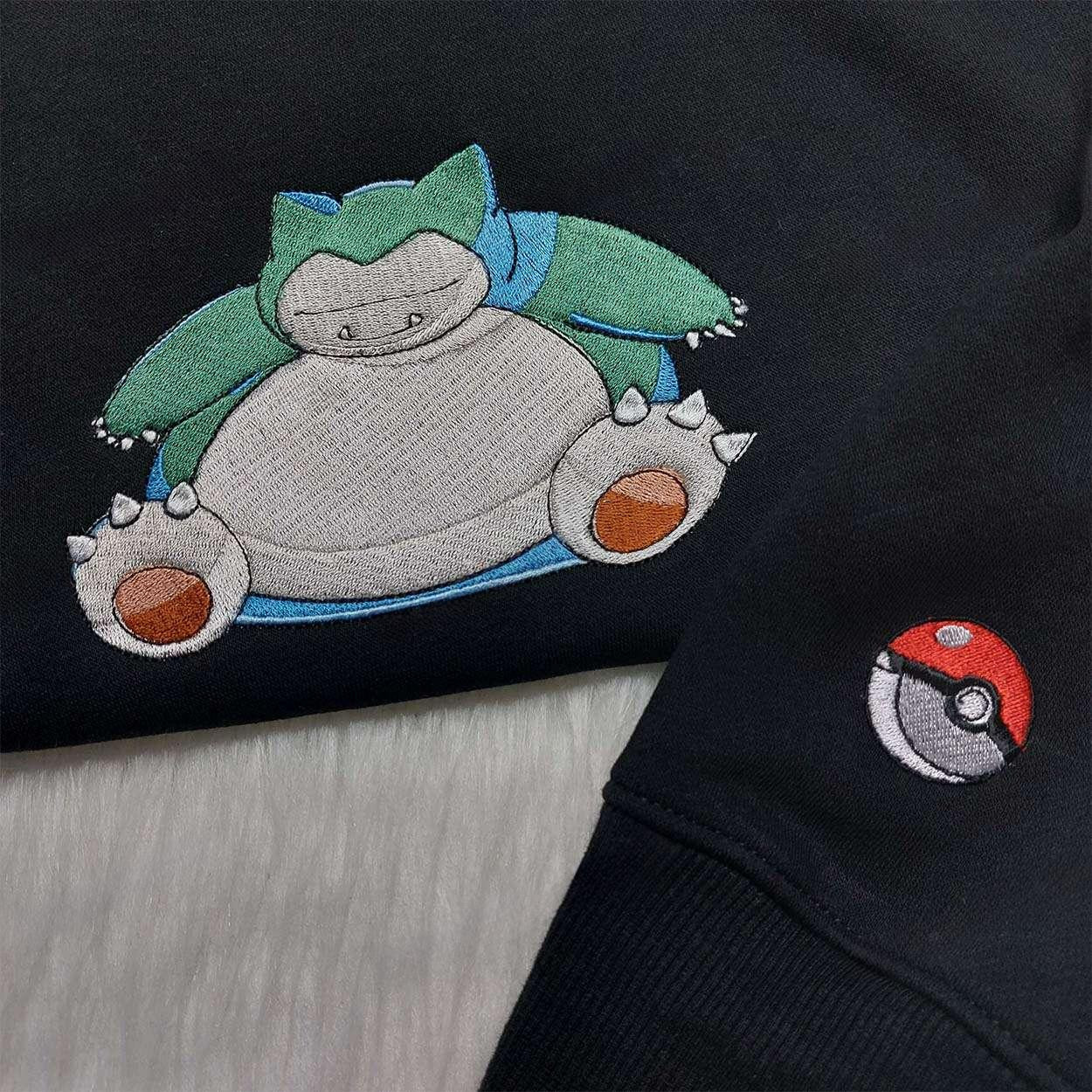 Snorlax Pokemon Embroidered Shirt Pokemon , Anime Embroidered T-shirt Sweatshirt Hoodie, Inspired Anime Movie, Best Gift for Anime Fans
