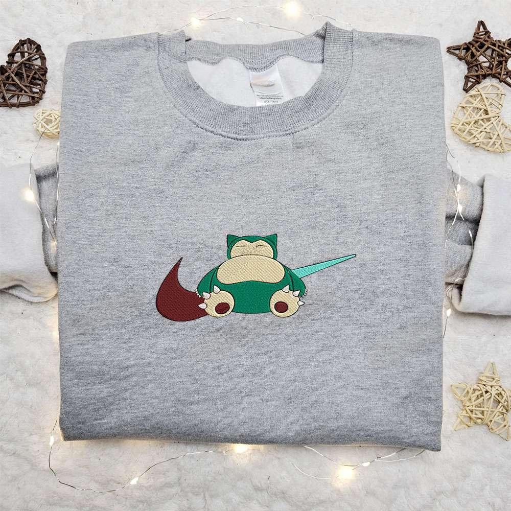 Snorlex Pokemon X Swoosh Anime Embroidered Hoodie Cool Anime Clothing , Anime Embroidered T-shirt Sweatshirt Hoodie, Inspired Anime Movie, Best Gift for Anime Fans