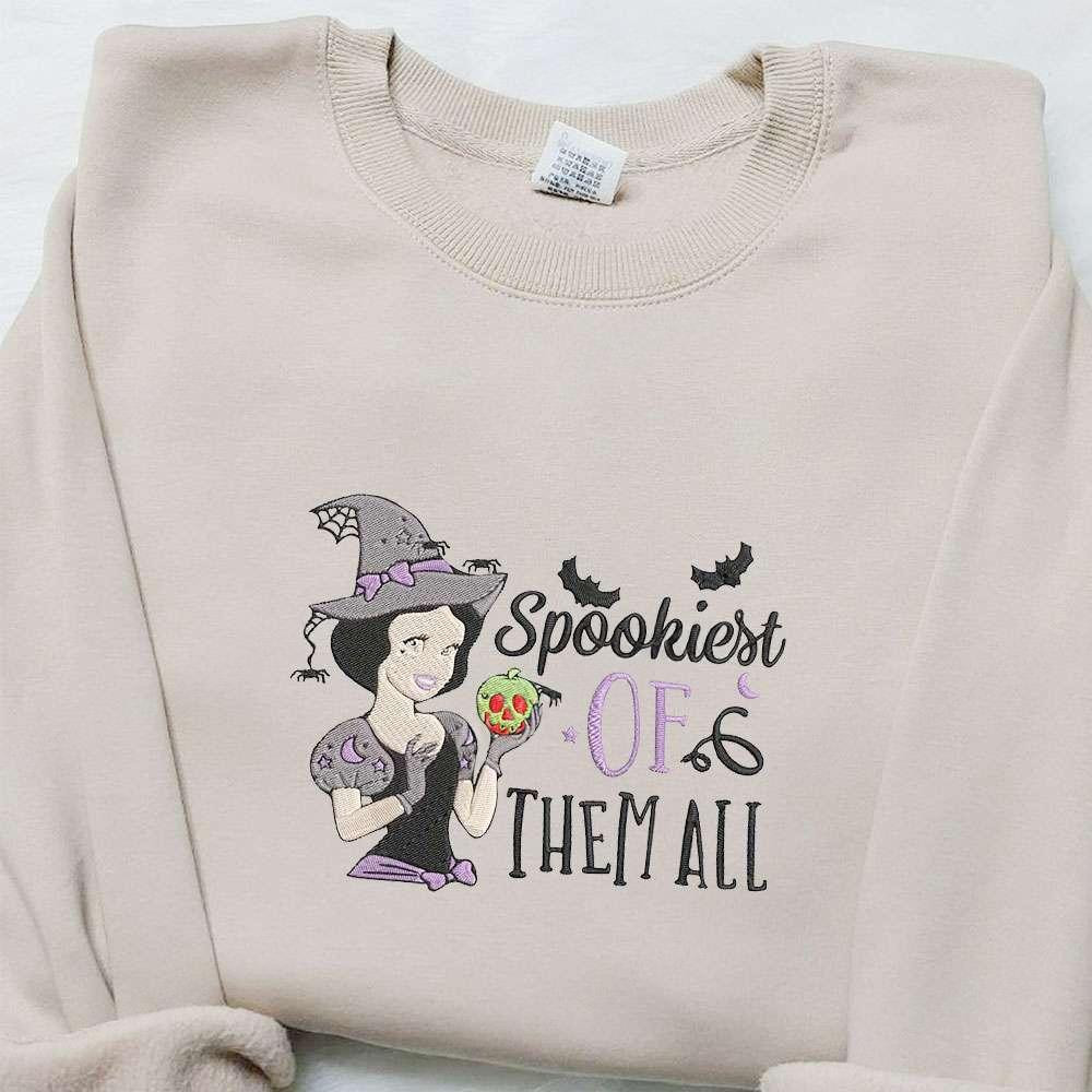 Snow White Spookiest Of Them All Embroidered Sweatshirt Disney Princess Embroidered Shirt Best Halloween Gift Ideas
