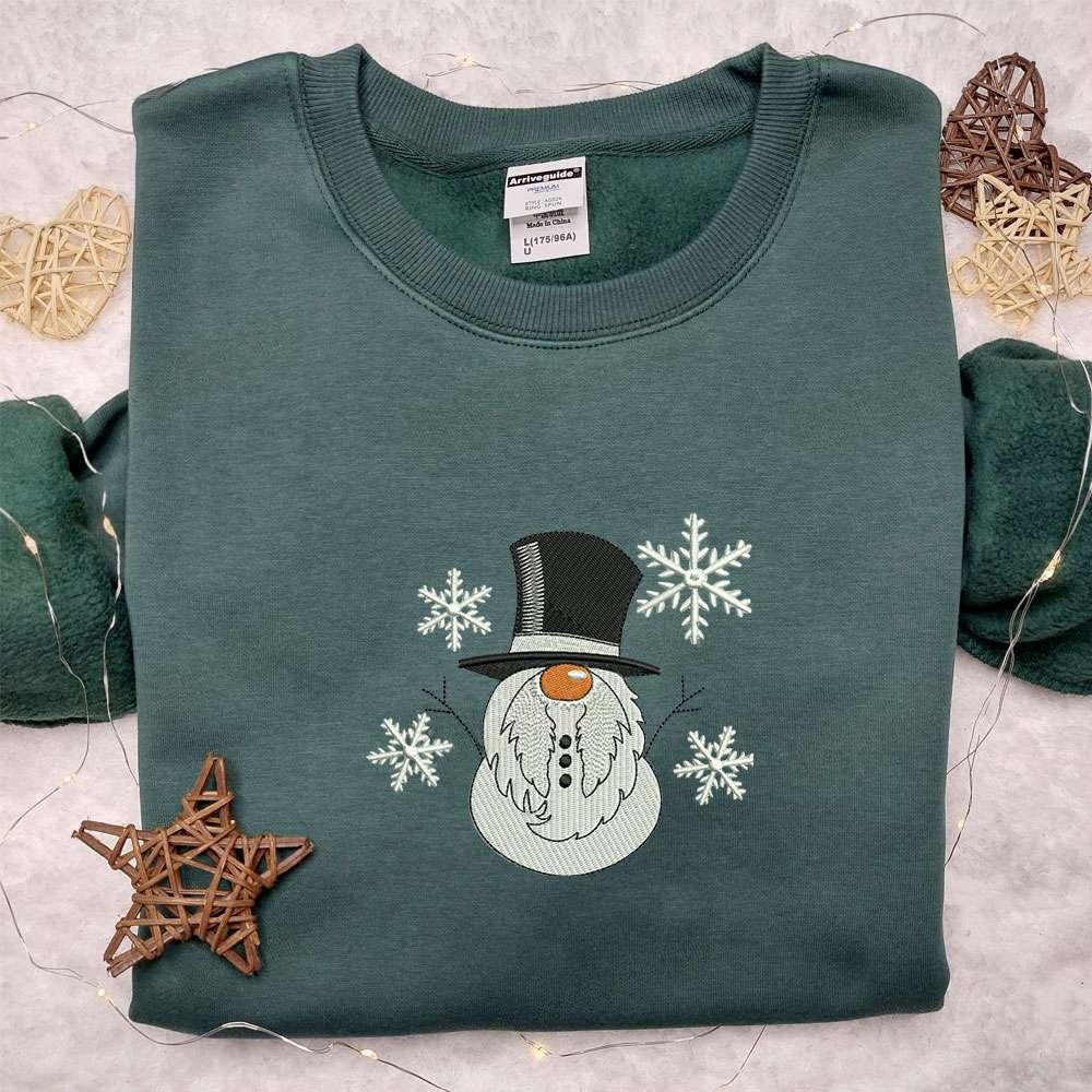 Snowman Gnome Embroidered Shirt Christmas Embroidered Hoodie Best Gifts For Family