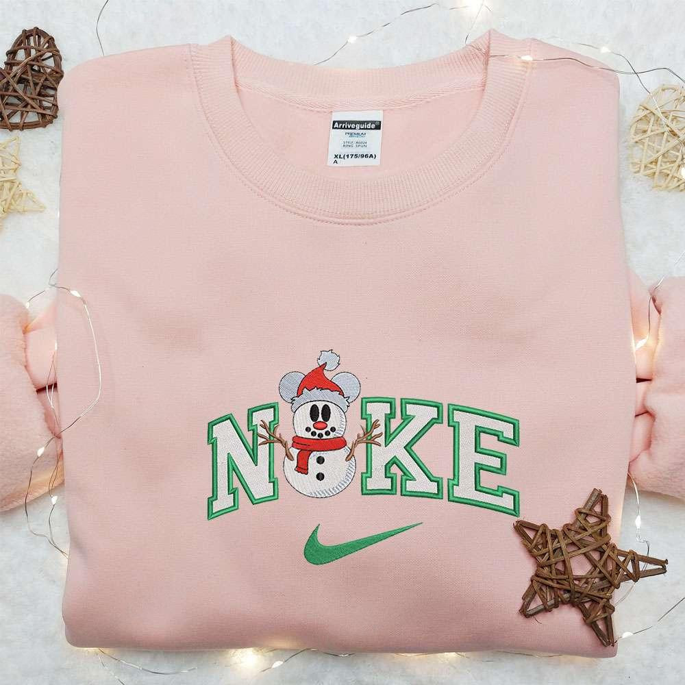 Snowman Mickey Santa Hat x Nike Embroidered Sweatshirt Walt Disney Embroidered Shirt Best Christmas Gift Ideas