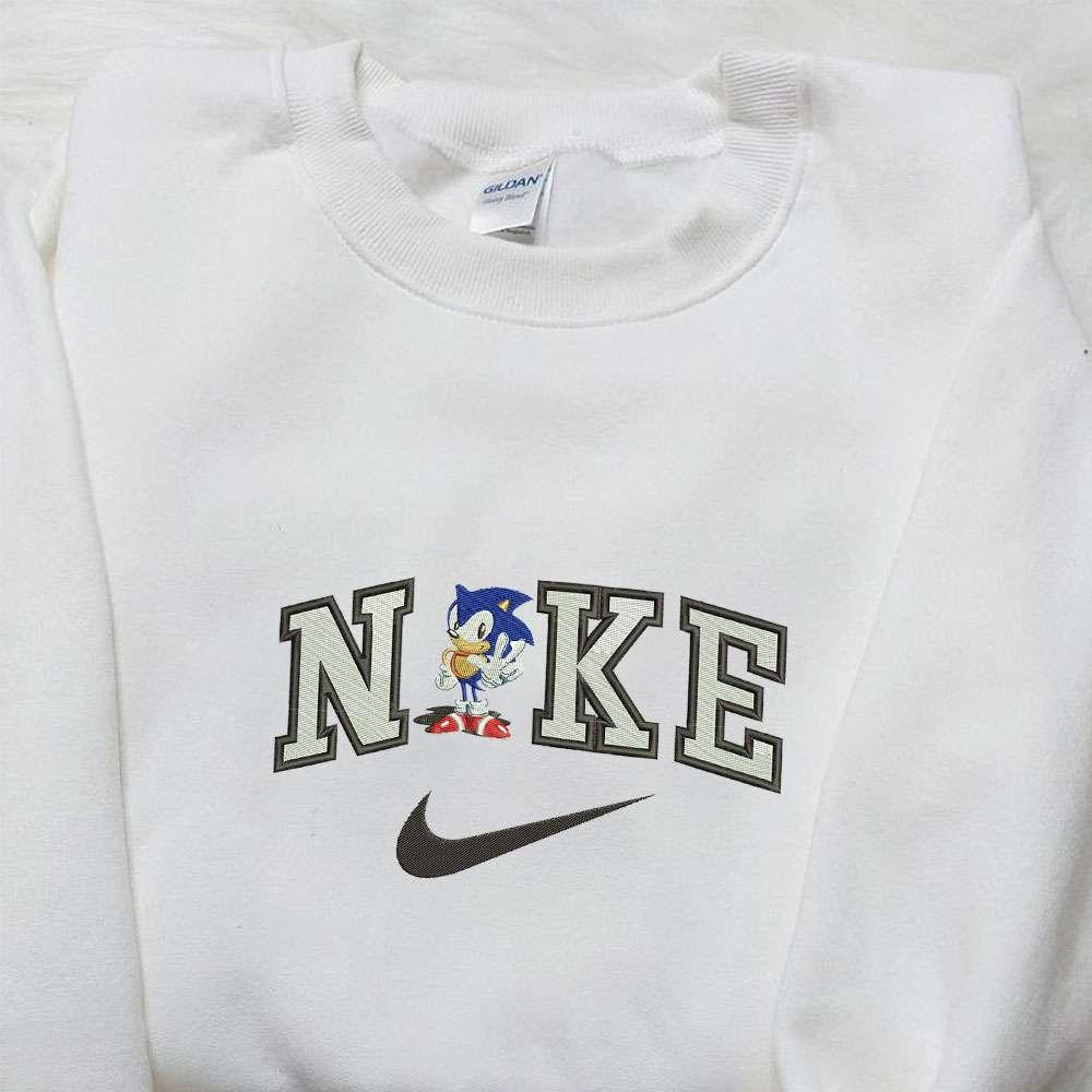 Sonic x Nike Embroidered Shirt Game Characters Embroidered Hoodie Nike Inspired Embroidered Sweatshirt